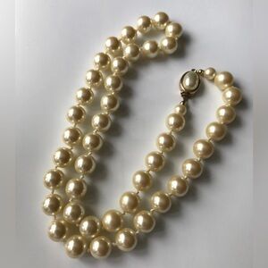 Vintage Pearl Necklace Heavy Glass Pearls 20+ Inches